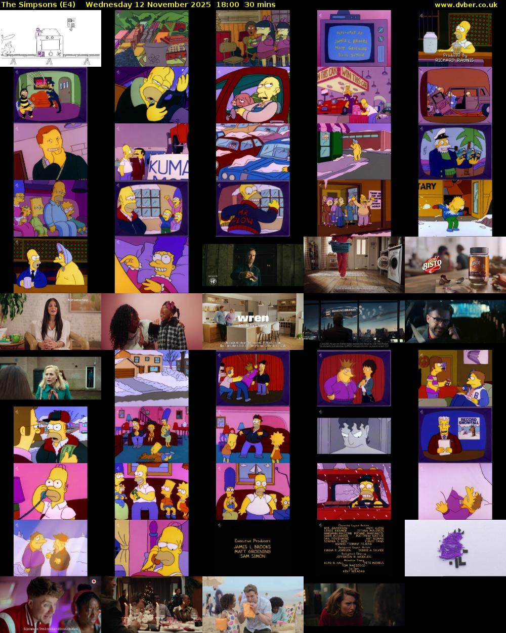 The Simpsons (E4) Wednesday 12 November 2025 18:00 - 18:30