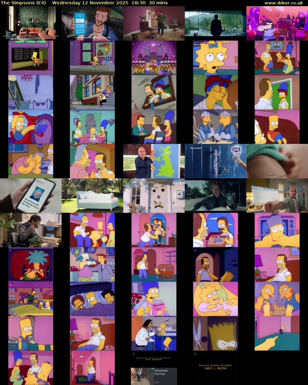 The Simpsons (E4) Wednesday 12 November 2025 18:30 - 19:00