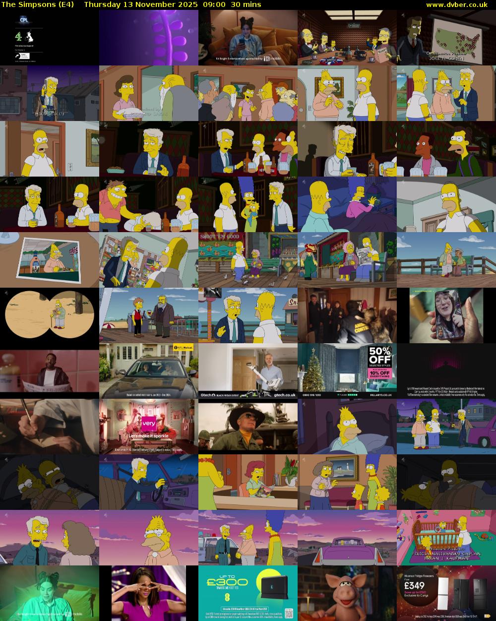 The Simpsons (E4) Thursday 13 November 2025 09:00 - 09:30
