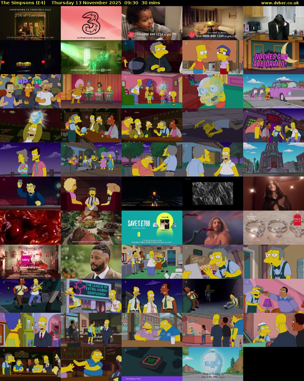 The Simpsons (E4) Thursday 13 November 2025 09:30 - 10:00
