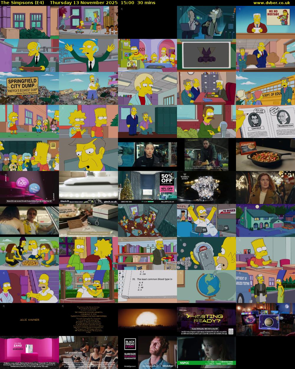 The Simpsons (E4) Thursday 13 November 2025 15:00 - 15:30
