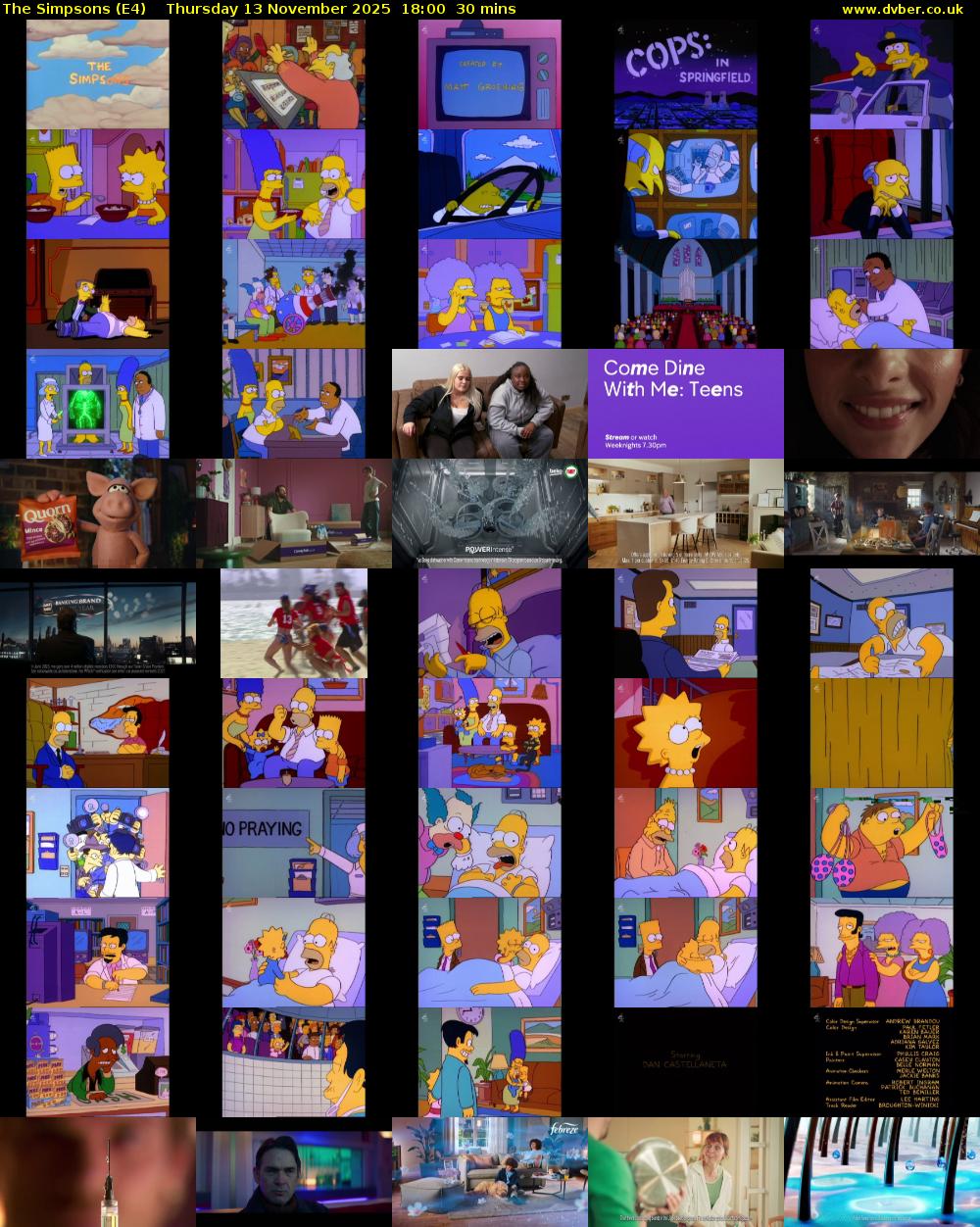 The Simpsons (E4) Thursday 13 November 2025 18:00 - 18:30