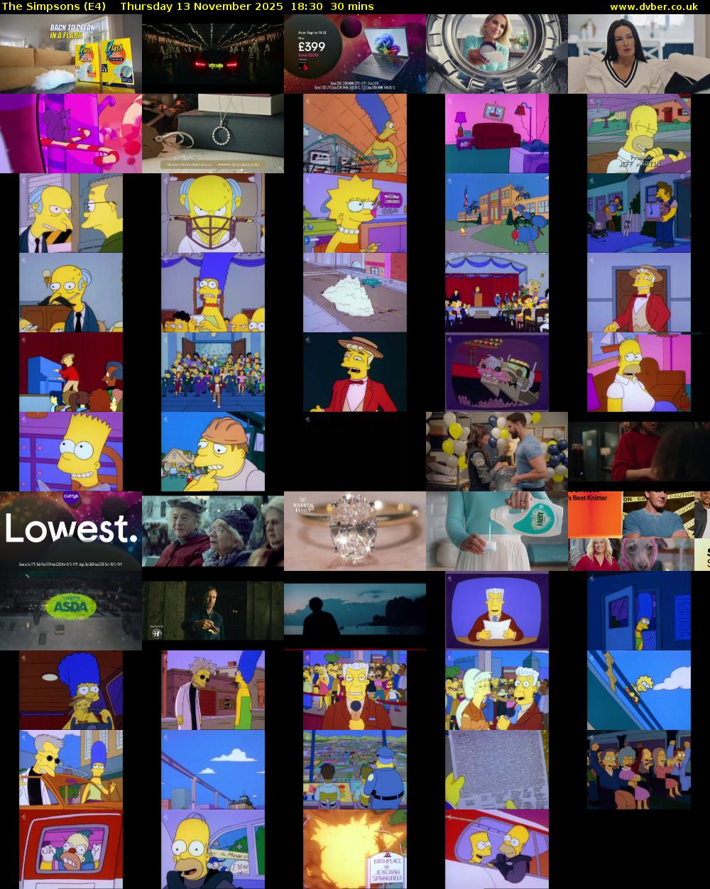 The Simpsons (E4) Thursday 13 November 2025 18:30 - 19:00