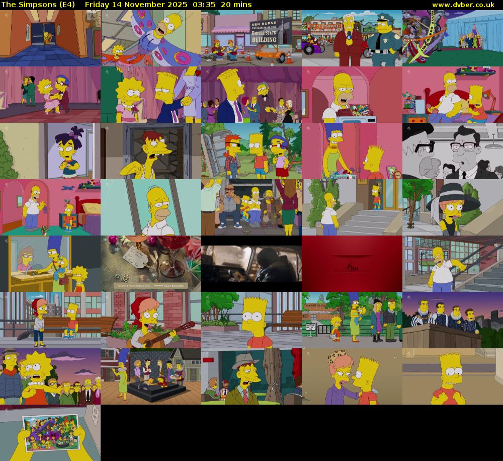 The Simpsons (E4) Friday 14 November 2025 03:35 - 03:55