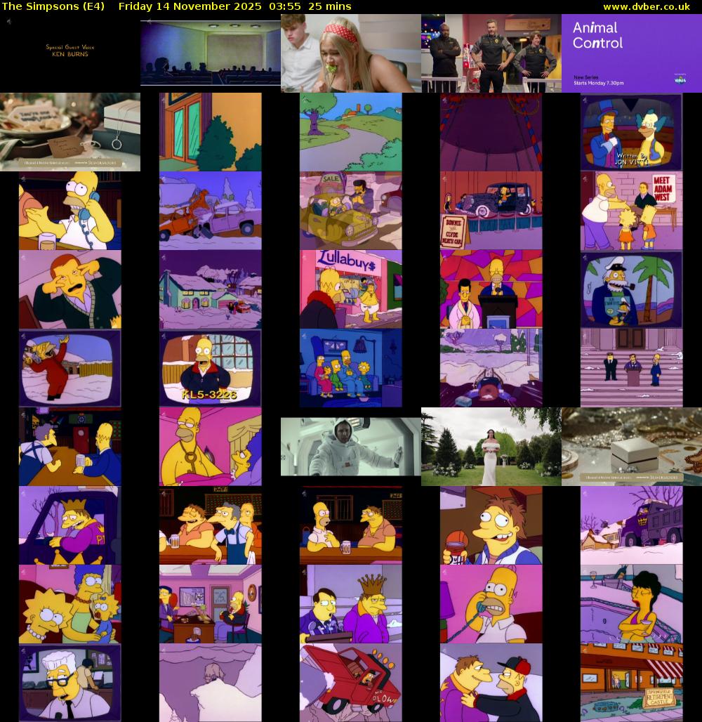 The Simpsons (E4) Friday 14 November 2025 03:55 - 04:20
