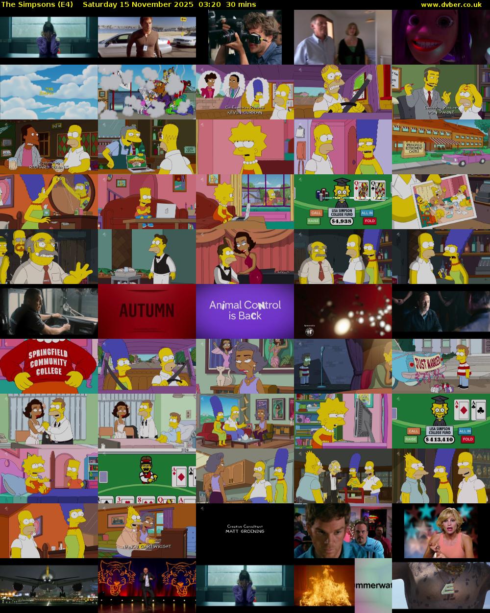 The Simpsons (E4) Saturday 15 November 2025 03:20 - 03:50