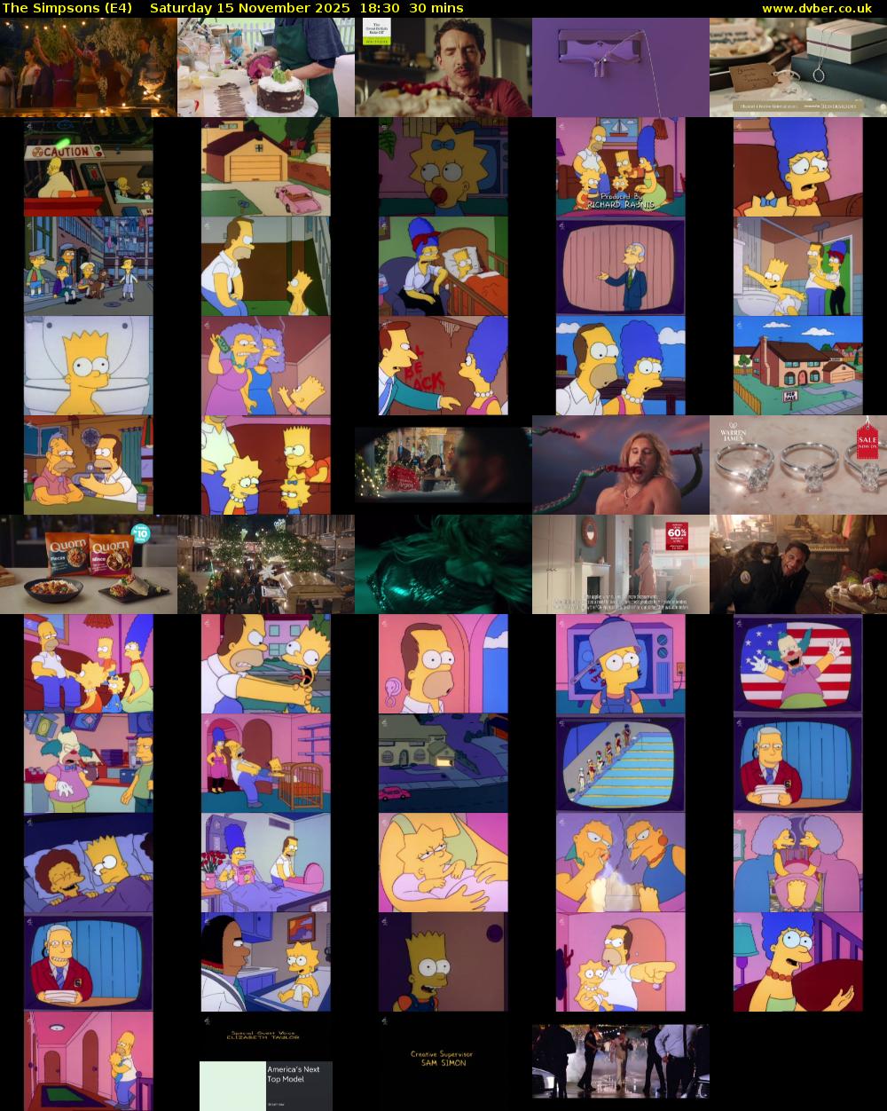 The Simpsons (E4) Saturday 15 November 2025 18:30 - 19:00