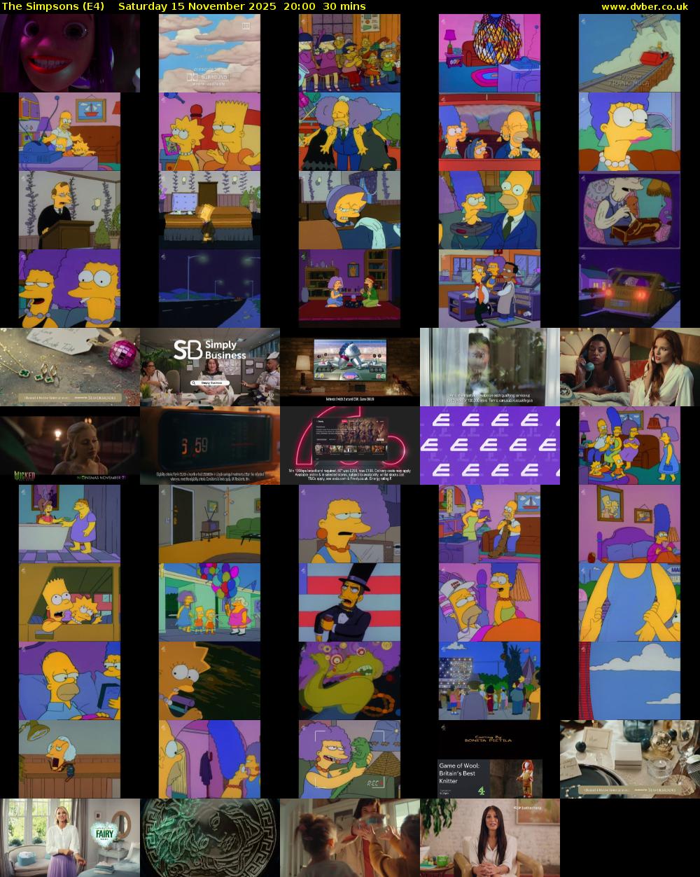 The Simpsons (E4) Saturday 15 November 2025 20:00 - 20:30
