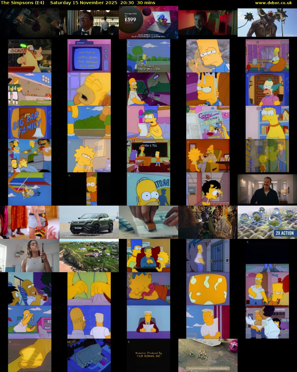 The Simpsons (E4) Saturday 15 November 2025 20:30 - 21:00
