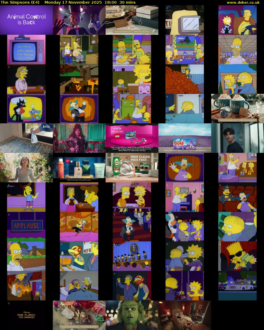 The Simpsons (E4) Monday 17 November 2025 18:00 - 18:30