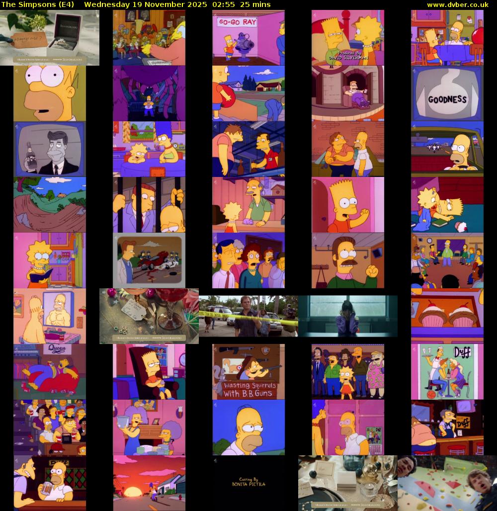 The Simpsons (E4) Wednesday 19 November 2025 02:55 - 03:20