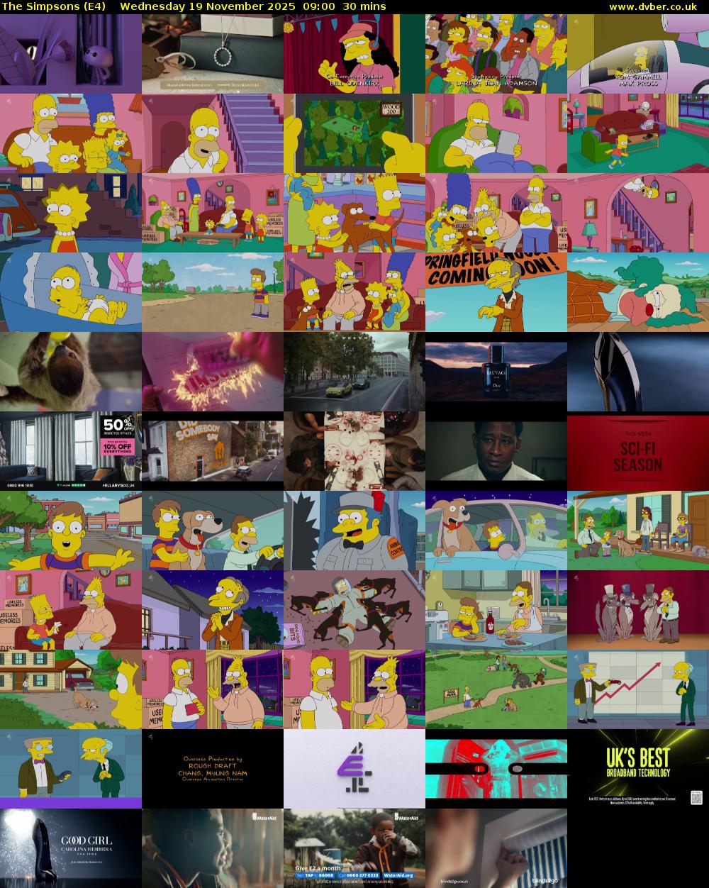 The Simpsons (E4) Wednesday 19 November 2025 09:00 - 09:30
