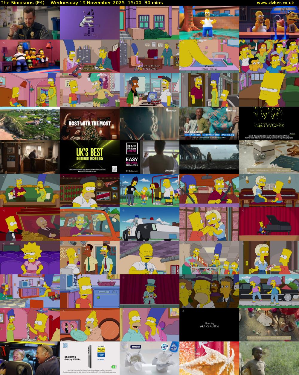 The Simpsons (E4) Wednesday 19 November 2025 15:00 - 15:30