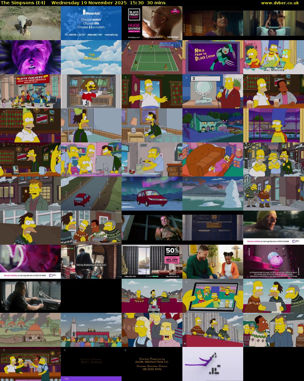 The Simpsons (E4) Wednesday 19 November 2025 15:30 - 16:00