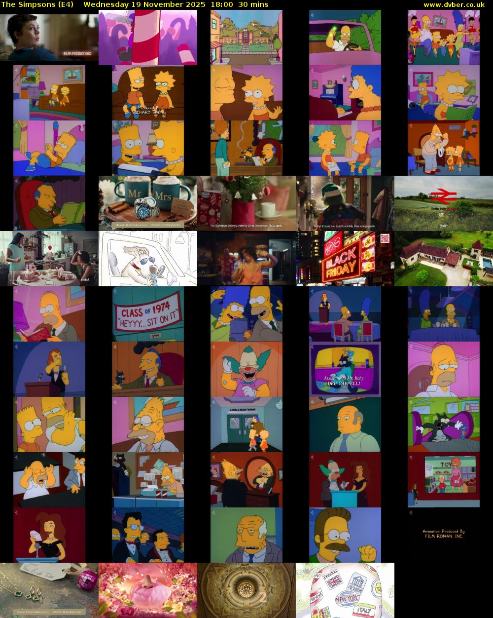 The Simpsons (E4) Wednesday 19 November 2025 18:00 - 18:30