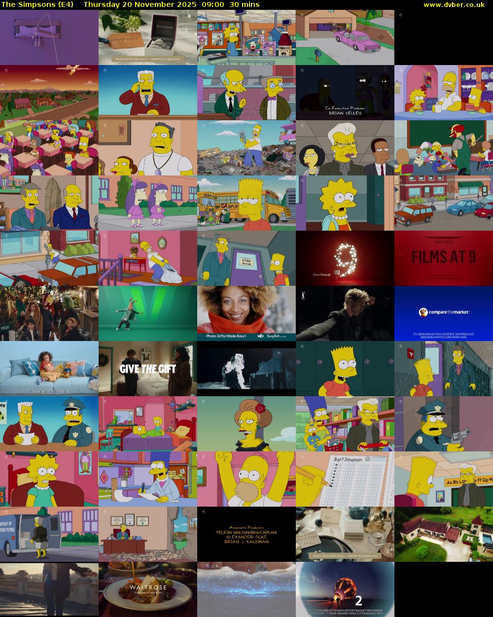 The Simpsons (E4) Thursday 20 November 2025 09:00 - 09:30