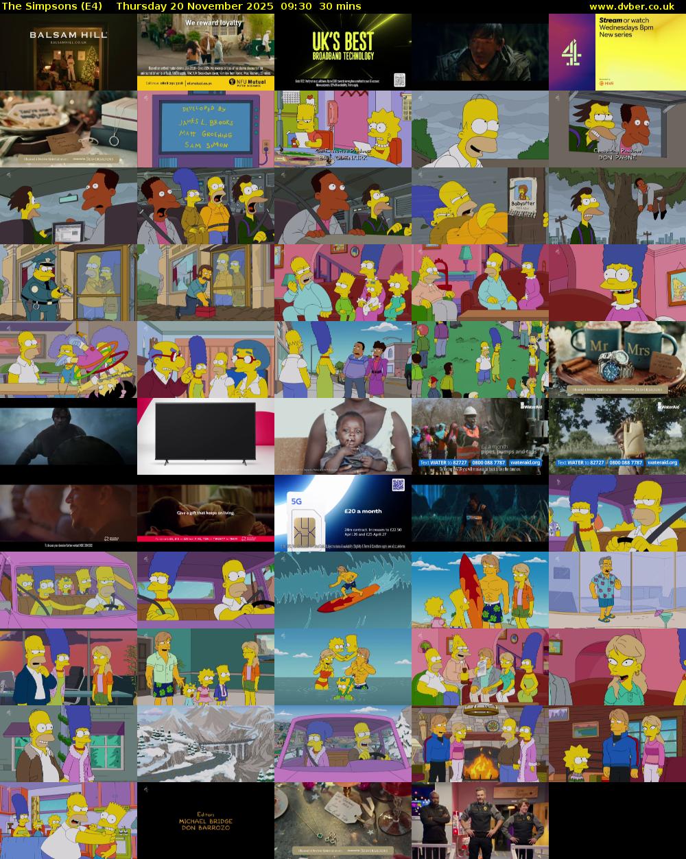 The Simpsons (E4) Thursday 20 November 2025 09:30 - 10:00