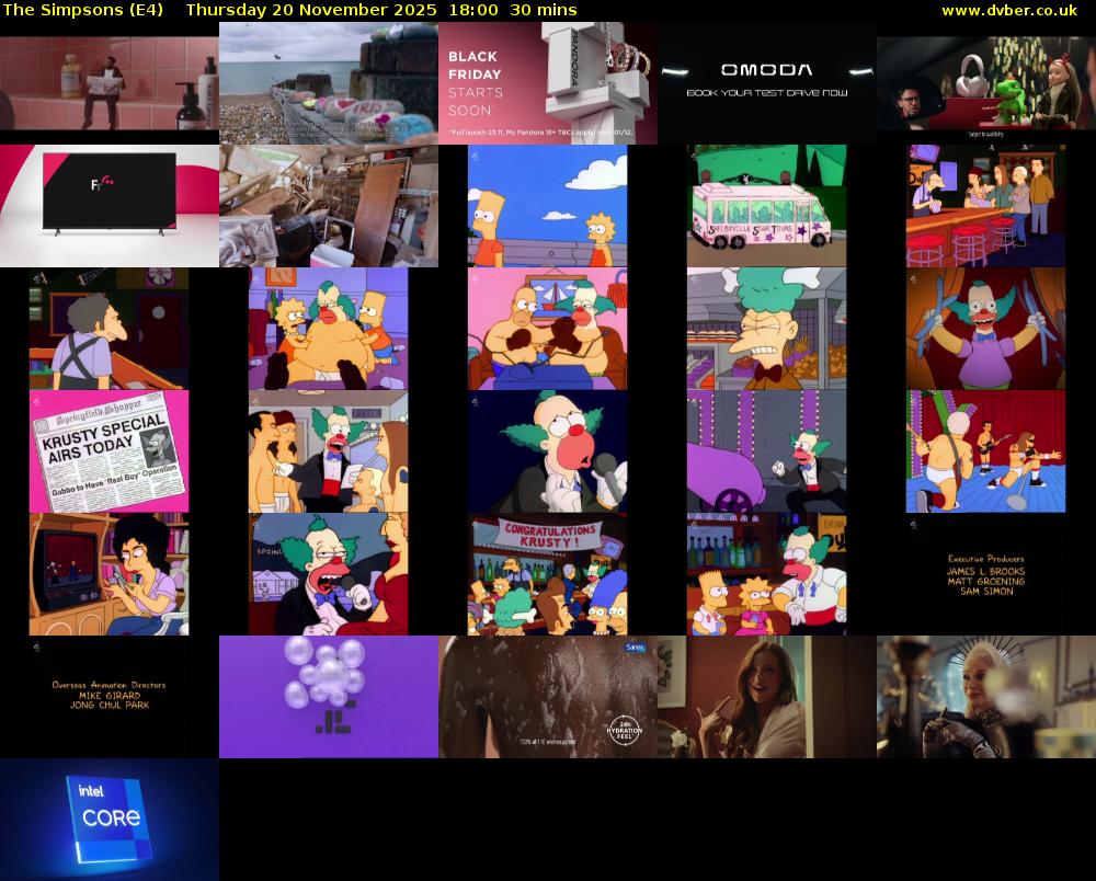 The Simpsons (E4) Thursday 20 November 2025 18:00 - 18:30