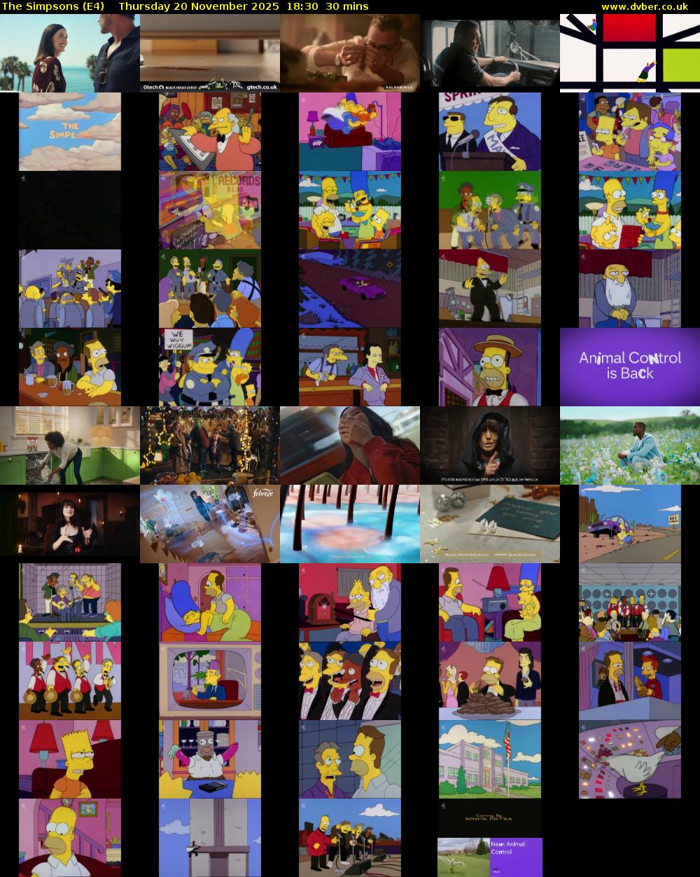 The Simpsons (E4) Thursday 20 November 2025 18:30 - 19:00