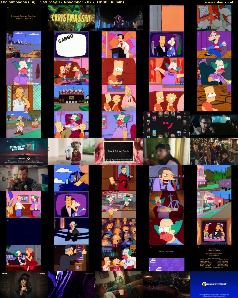 The Simpsons (E4) Saturday 22 November 2025 19:00 - 19:30