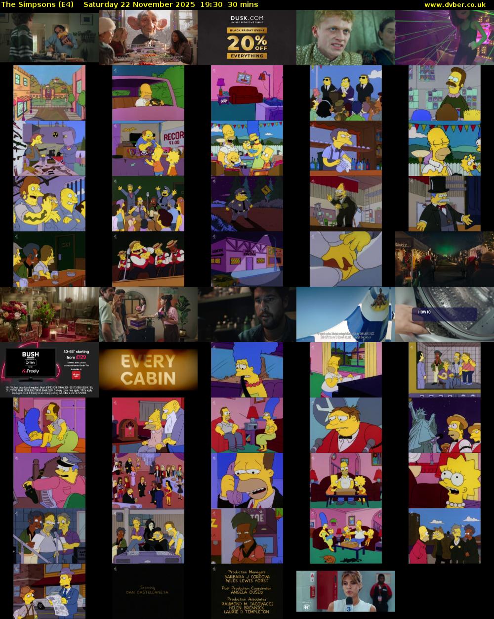 The Simpsons (E4) Saturday 22 November 2025 19:30 - 20:00