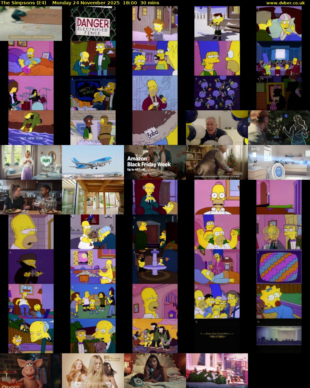 The Simpsons (E4) Monday 24 November 2025 18:00 - 18:30