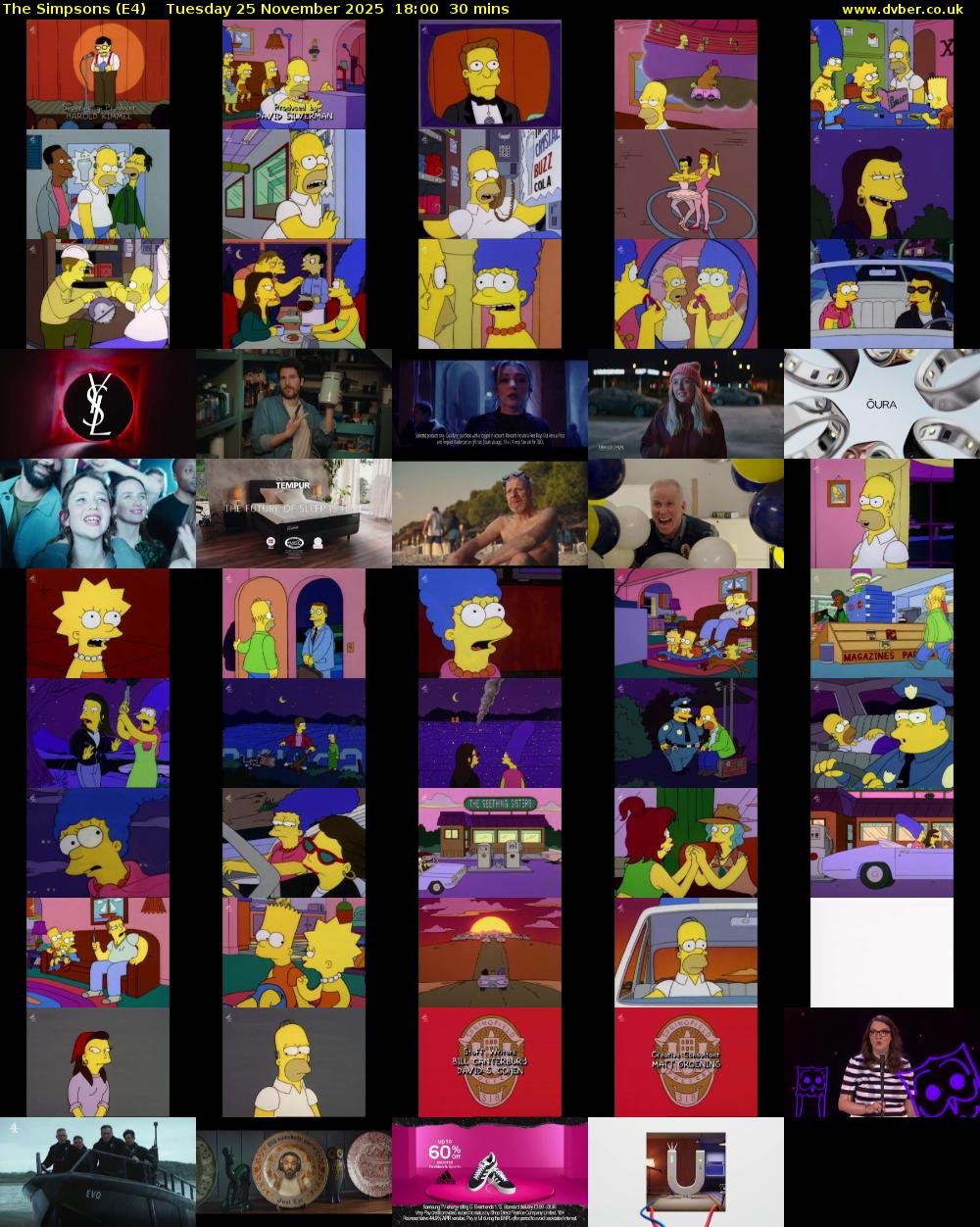 The Simpsons (E4) Tuesday 25 November 2025 18:00 - 18:30