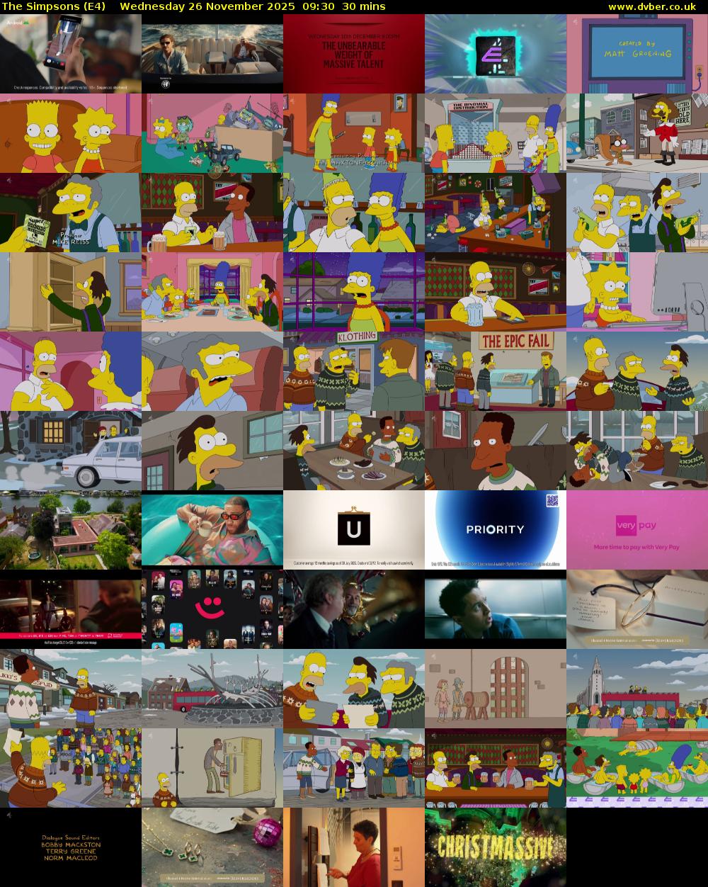 The Simpsons (E4) Wednesday 26 November 2025 09:30 - 10:00