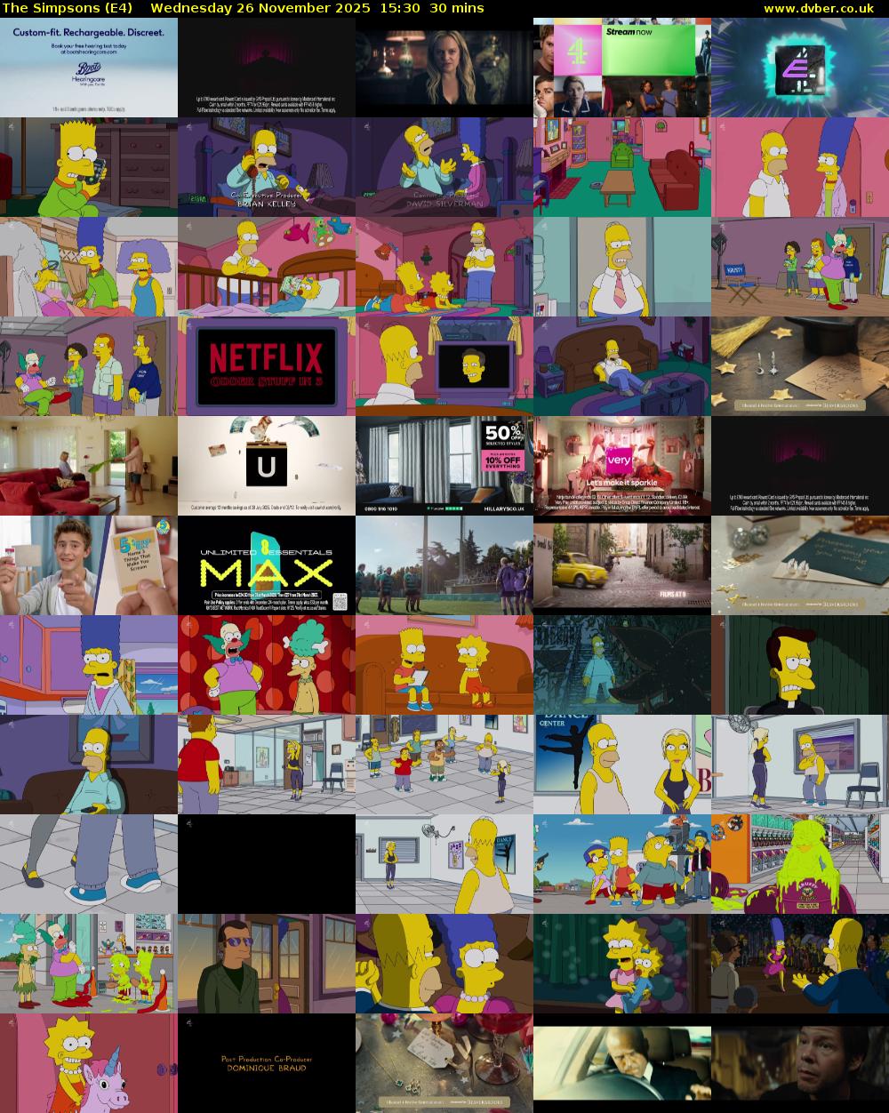 The Simpsons (E4) Wednesday 26 November 2025 15:30 - 16:00