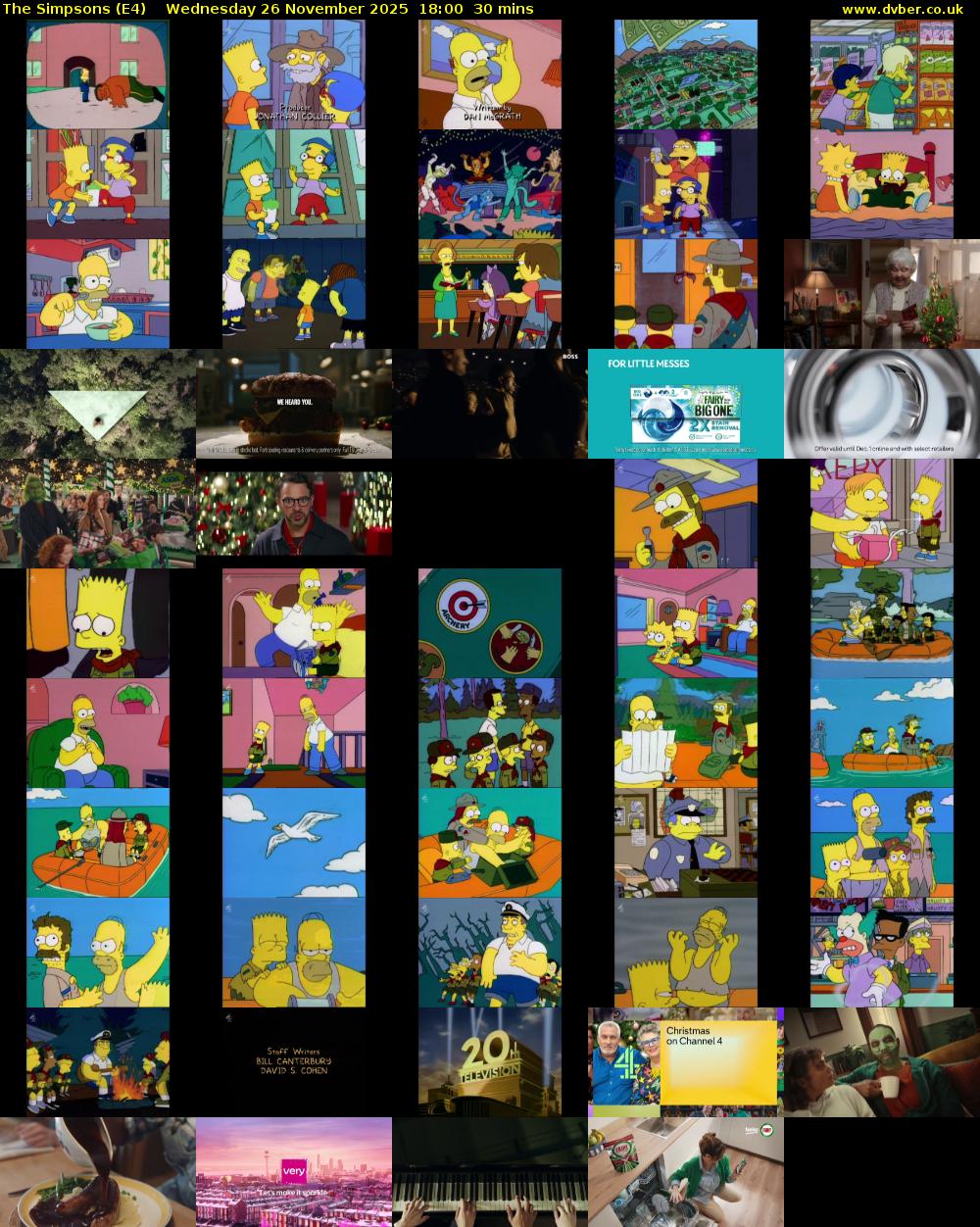The Simpsons (E4) Wednesday 26 November 2025 18:00 - 18:30