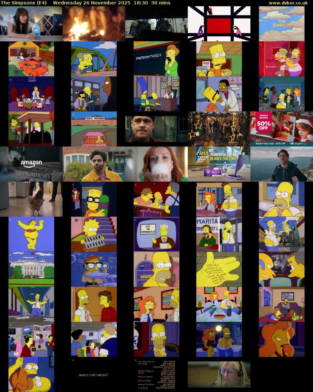 The Simpsons (E4) Wednesday 26 November 2025 18:30 - 19:00