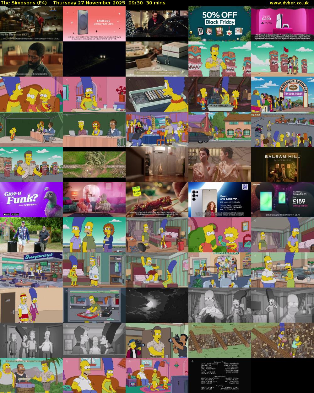 The Simpsons (E4) Thursday 27 November 2025 09:30 - 10:00