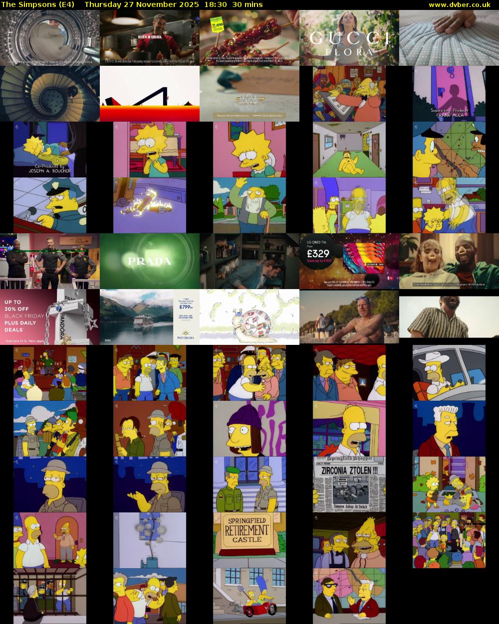 The Simpsons (E4) Thursday 27 November 2025 18:30 - 19:00