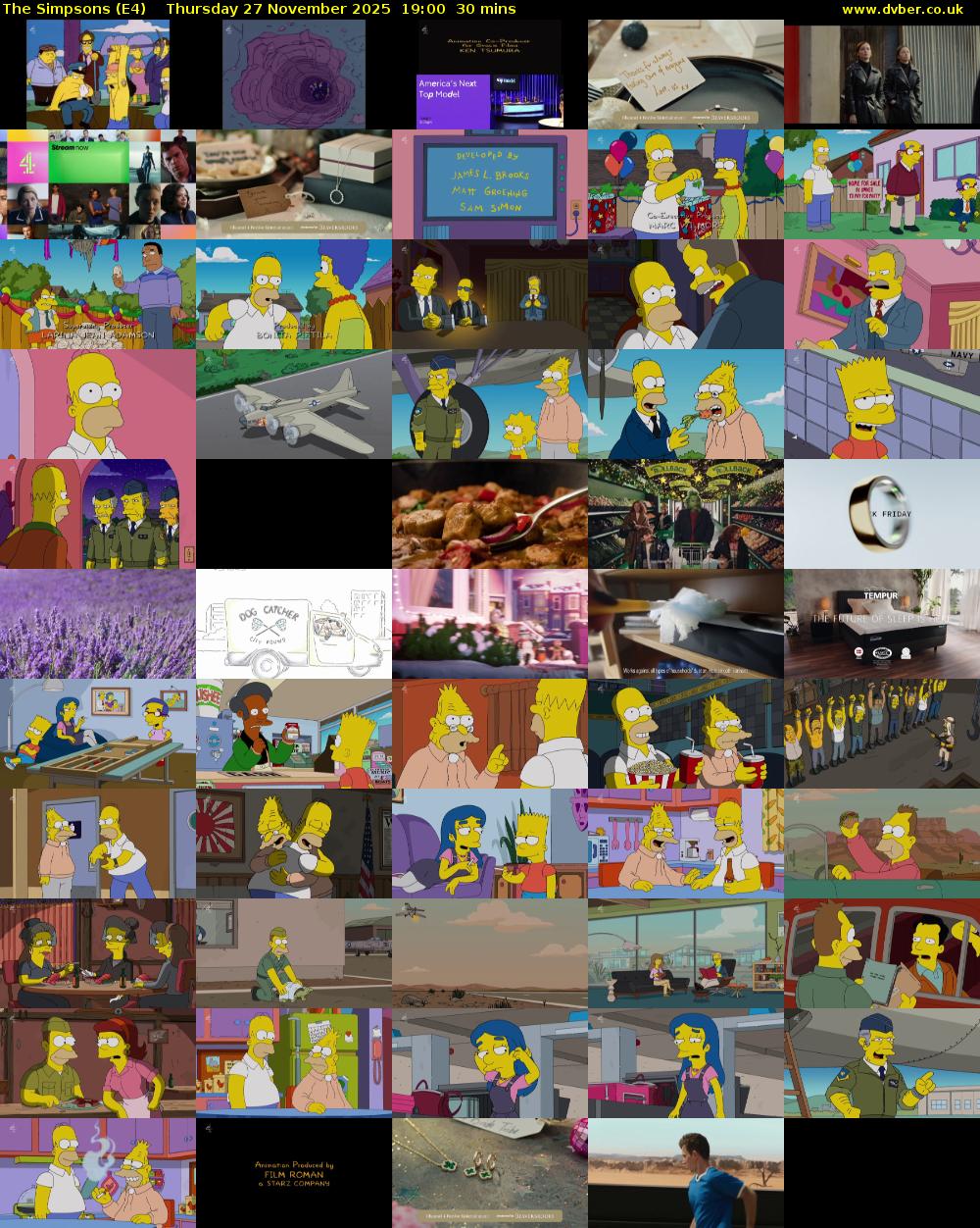 The Simpsons (E4) Thursday 27 November 2025 19:00 - 19:30