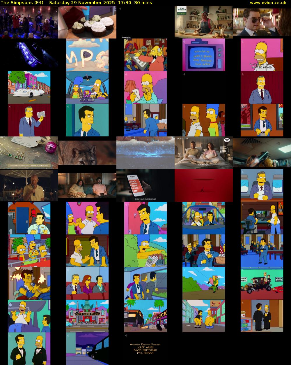 The Simpsons (E4) Saturday 29 November 2025 17:30 - 18:00