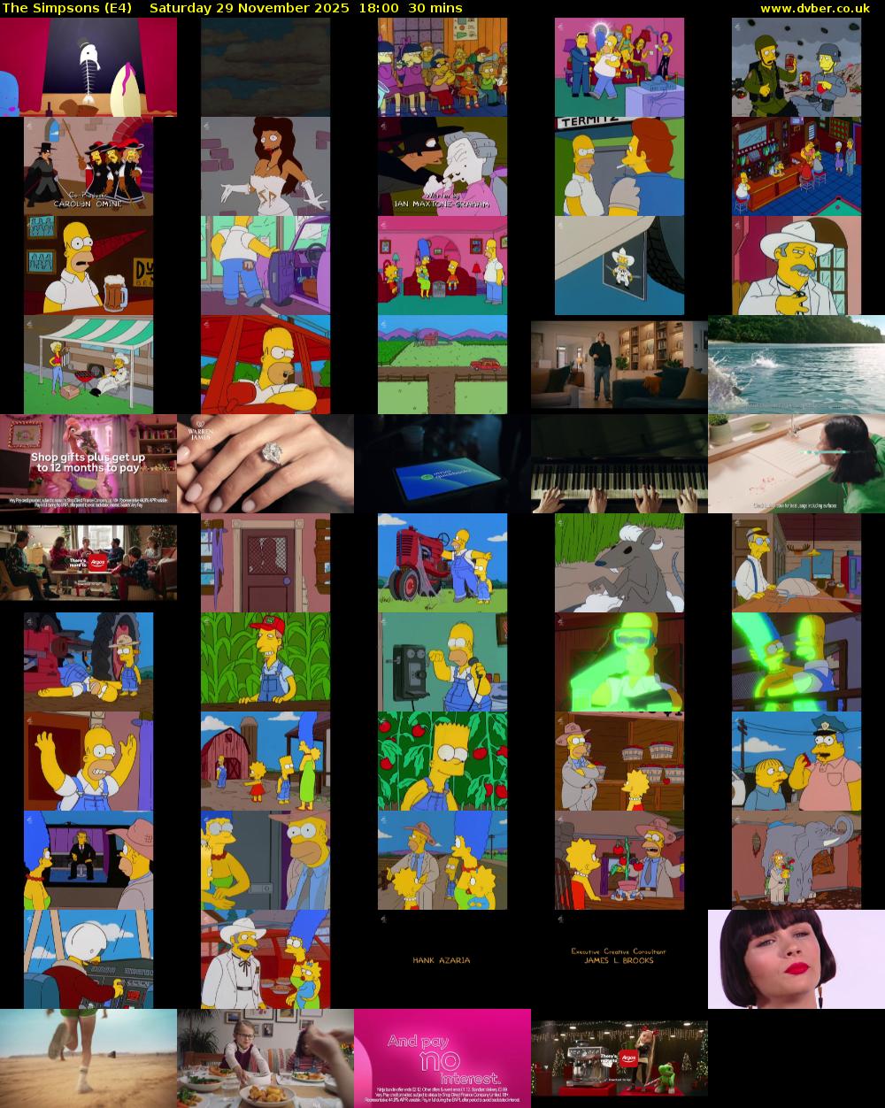 The Simpsons (E4) Saturday 29 November 2025 18:00 - 18:30