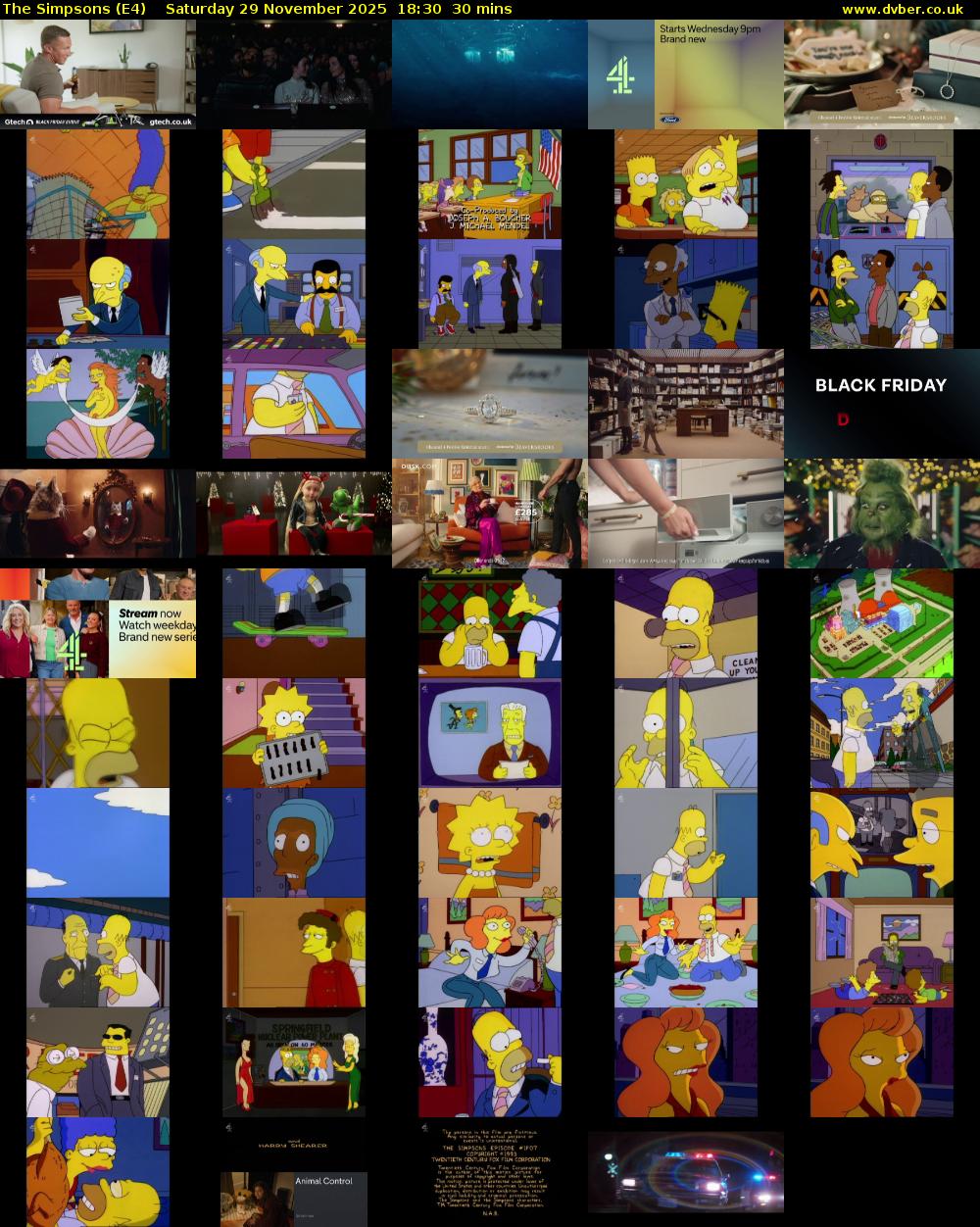 The Simpsons (E4) Saturday 29 November 2025 18:30 - 19:00
