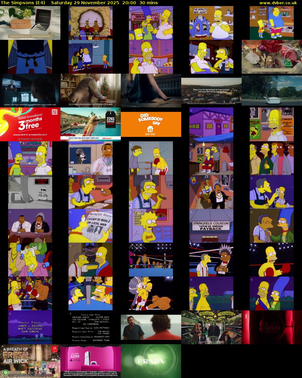 The Simpsons (E4) Saturday 29 November 2025 20:00 - 20:30