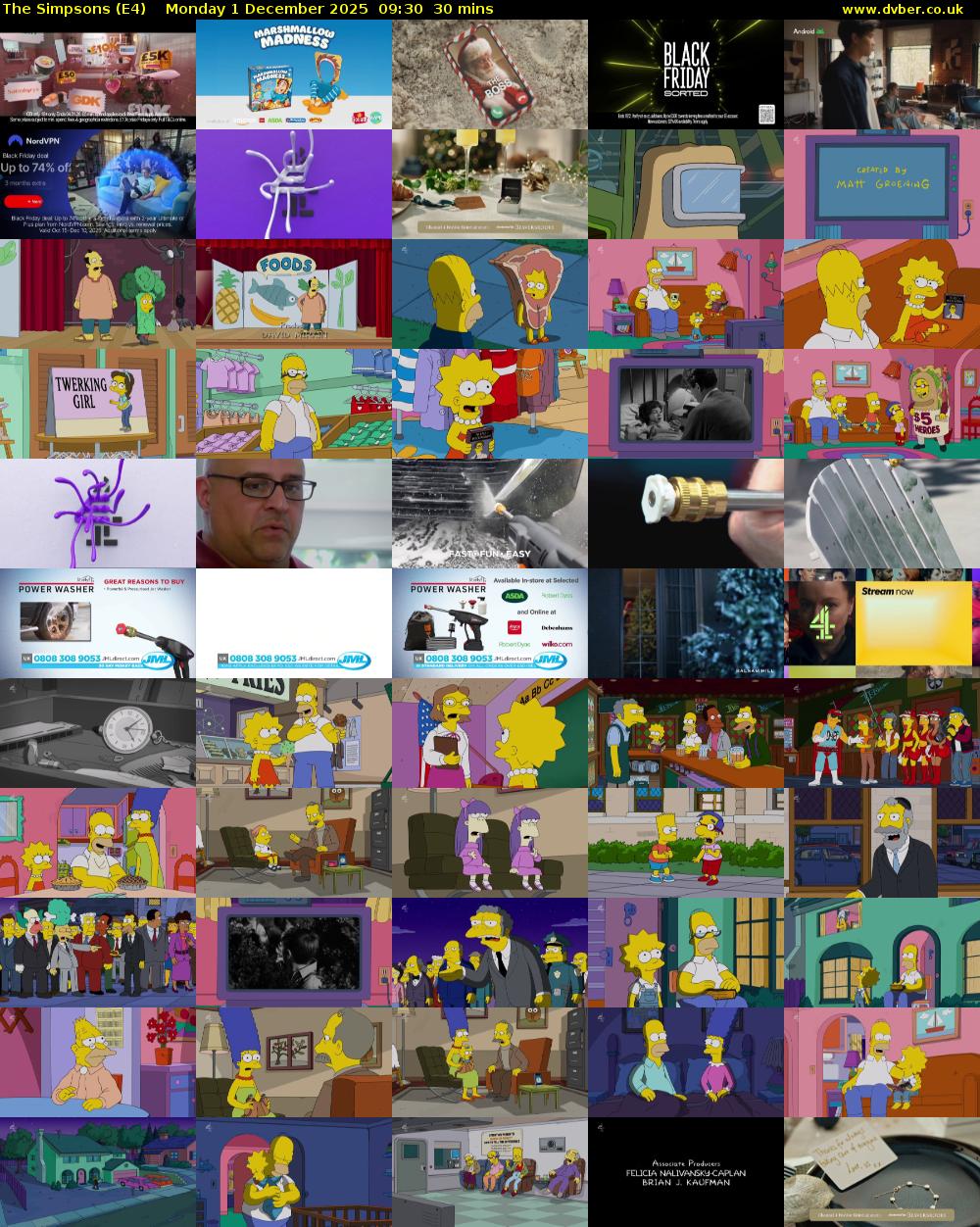 The Simpsons (E4) Monday 1 December 2025 09:30 - 10:00