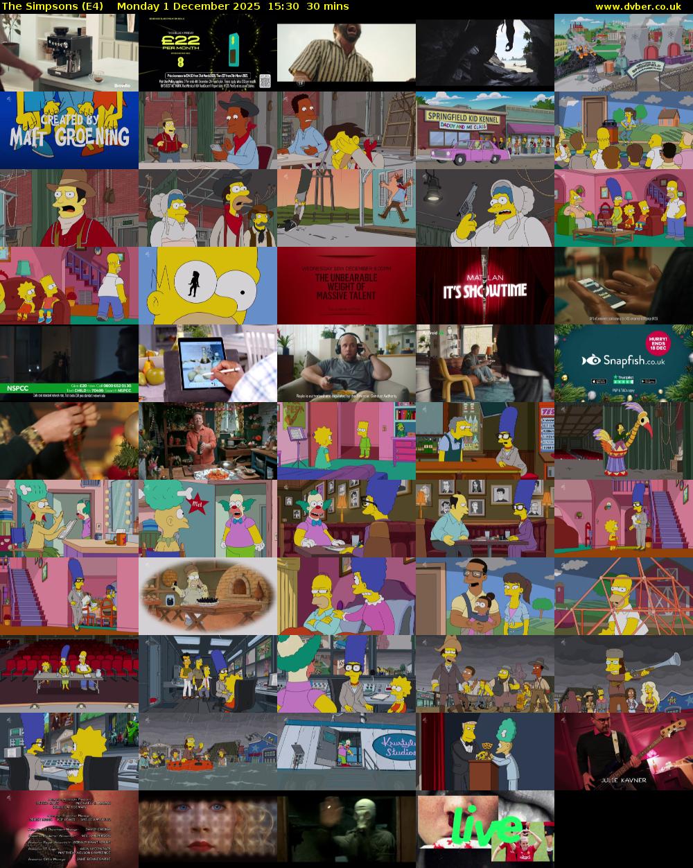 The Simpsons (E4) Monday 1 December 2025 15:30 - 16:00