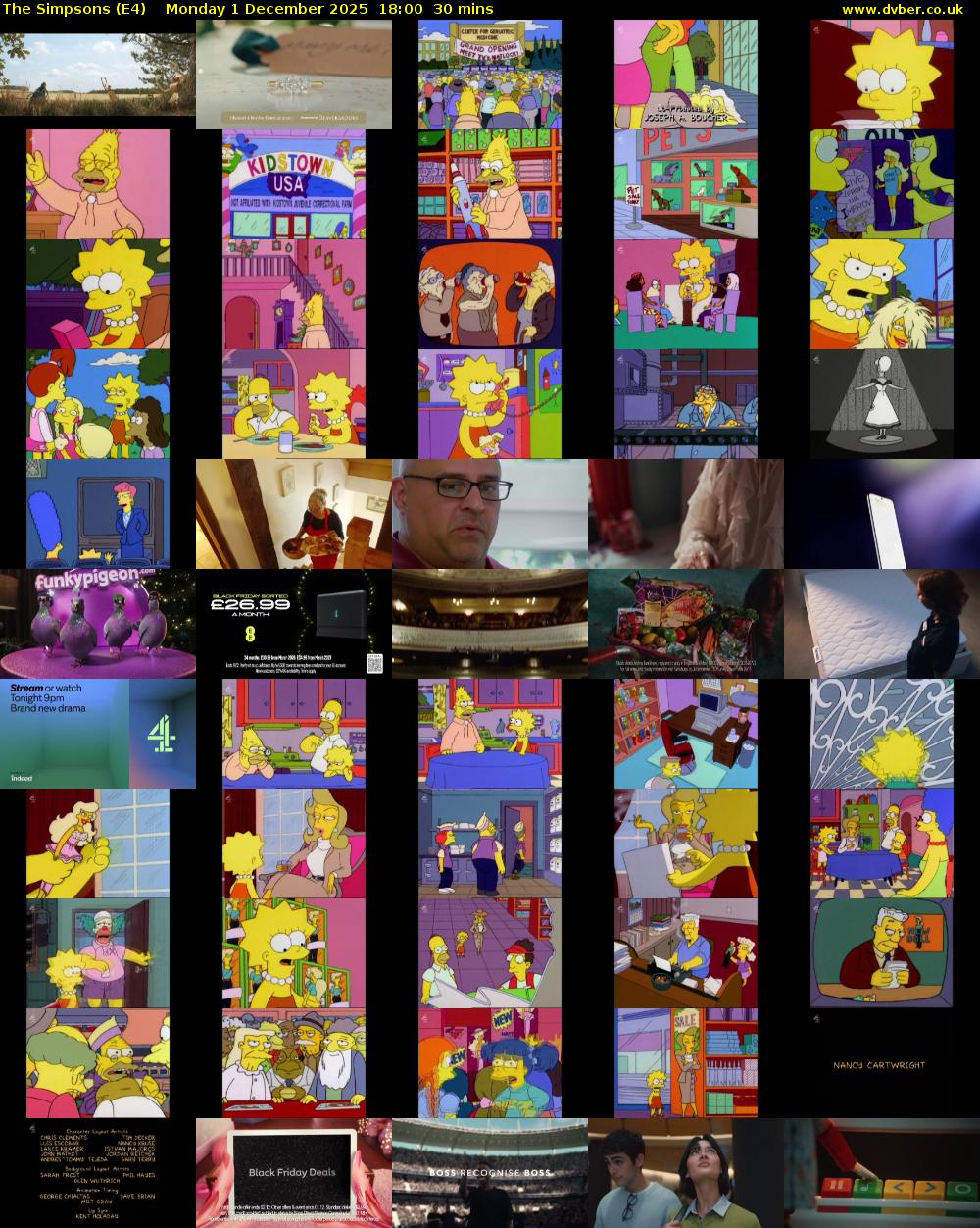 The Simpsons (E4) Monday 1 December 2025 18:00 - 18:30