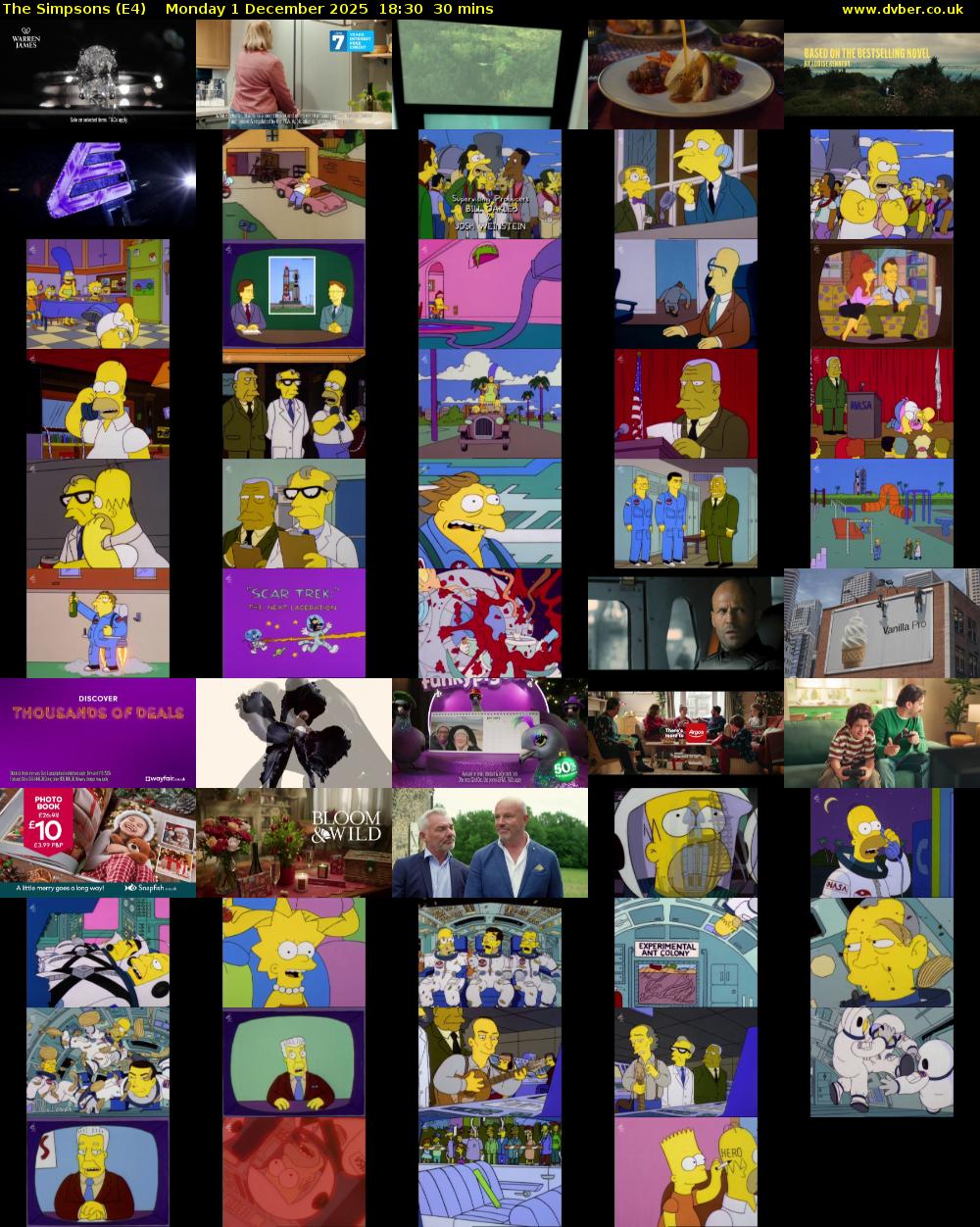 The Simpsons (E4) Monday 1 December 2025 18:30 - 19:00