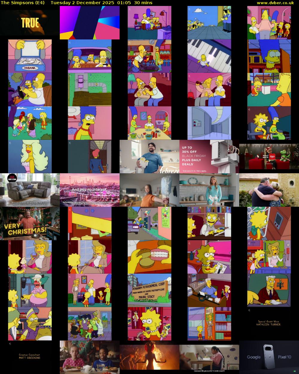 The Simpsons (E4) Tuesday 2 December 2025 01:05 - 01:35