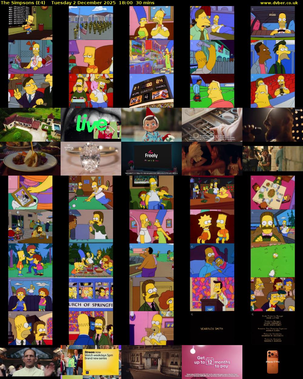 The Simpsons (E4) Tuesday 2 December 2025 18:00 - 18:30