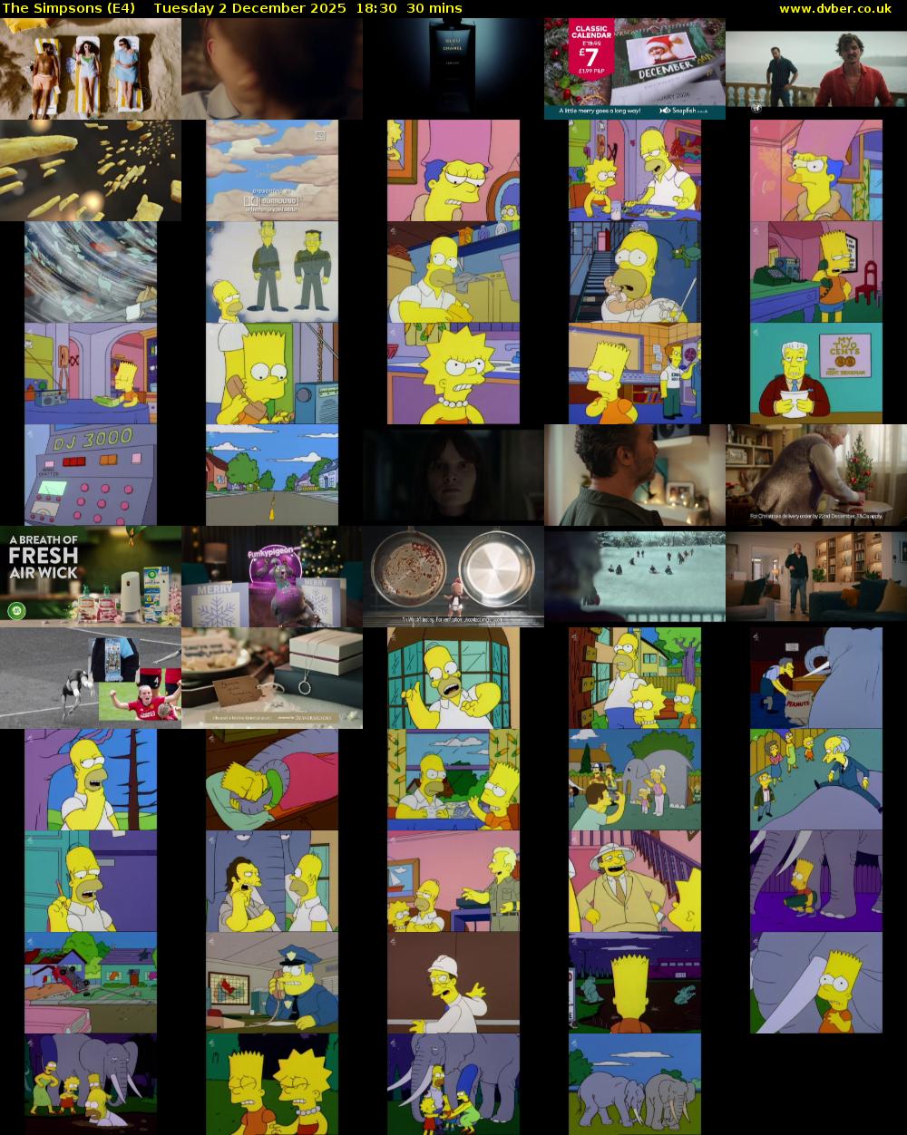The Simpsons (E4) Tuesday 2 December 2025 18:30 - 19:00