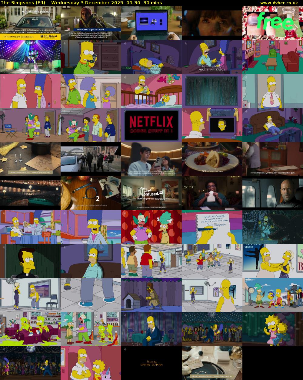 The Simpsons (E4) Wednesday 3 December 2025 09:30 - 10:00