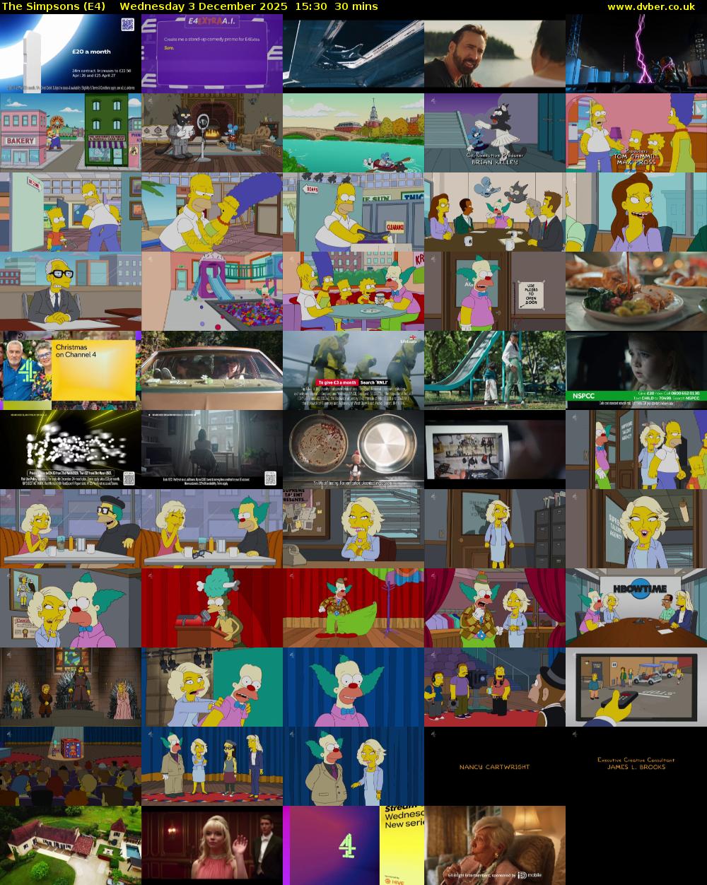 The Simpsons (E4) Wednesday 3 December 2025 15:30 - 16:00