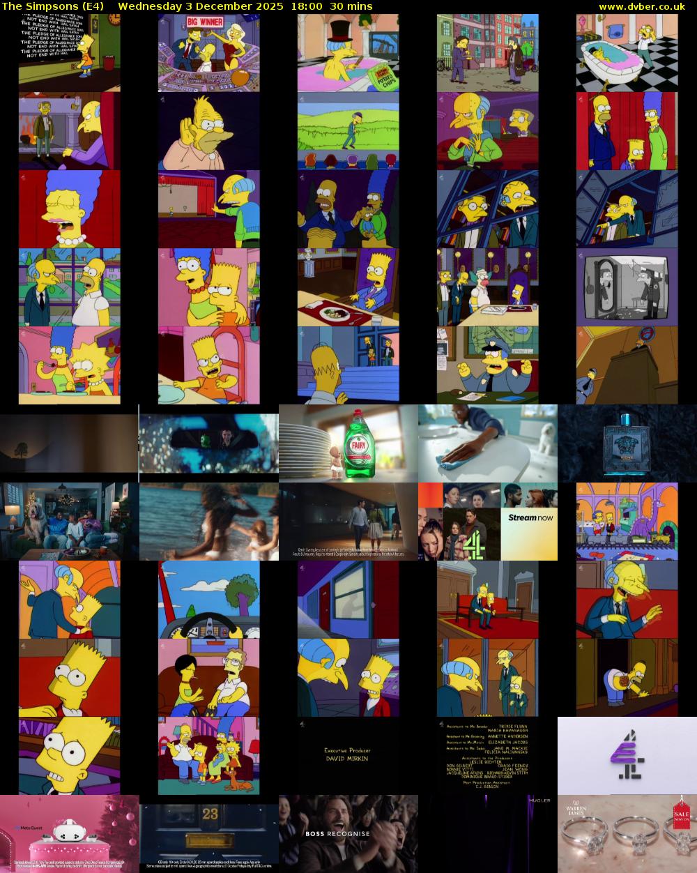 The Simpsons (E4) Wednesday 3 December 2025 18:00 - 18:30