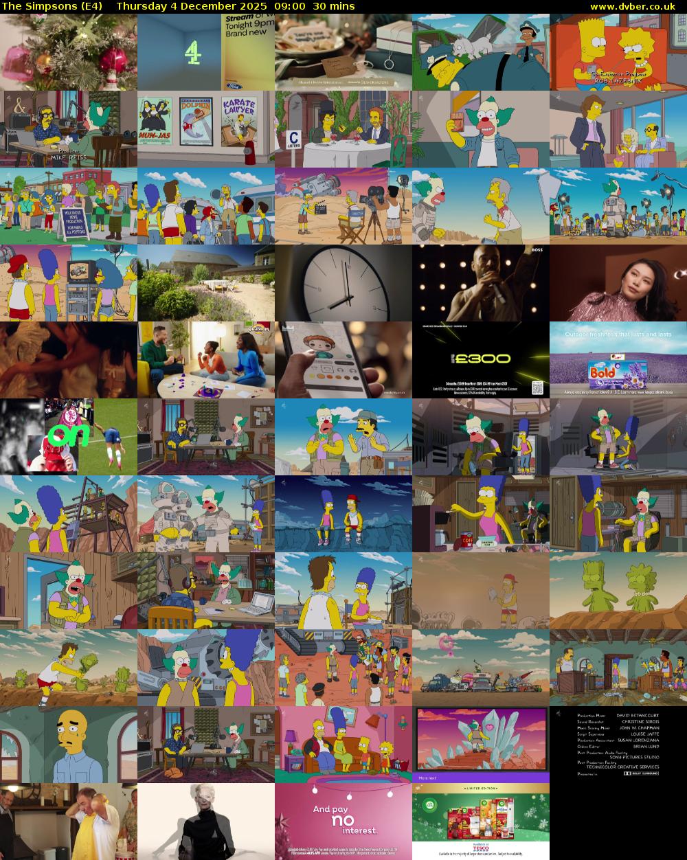 The Simpsons (E4) Thursday 4 December 2025 09:00 - 09:30