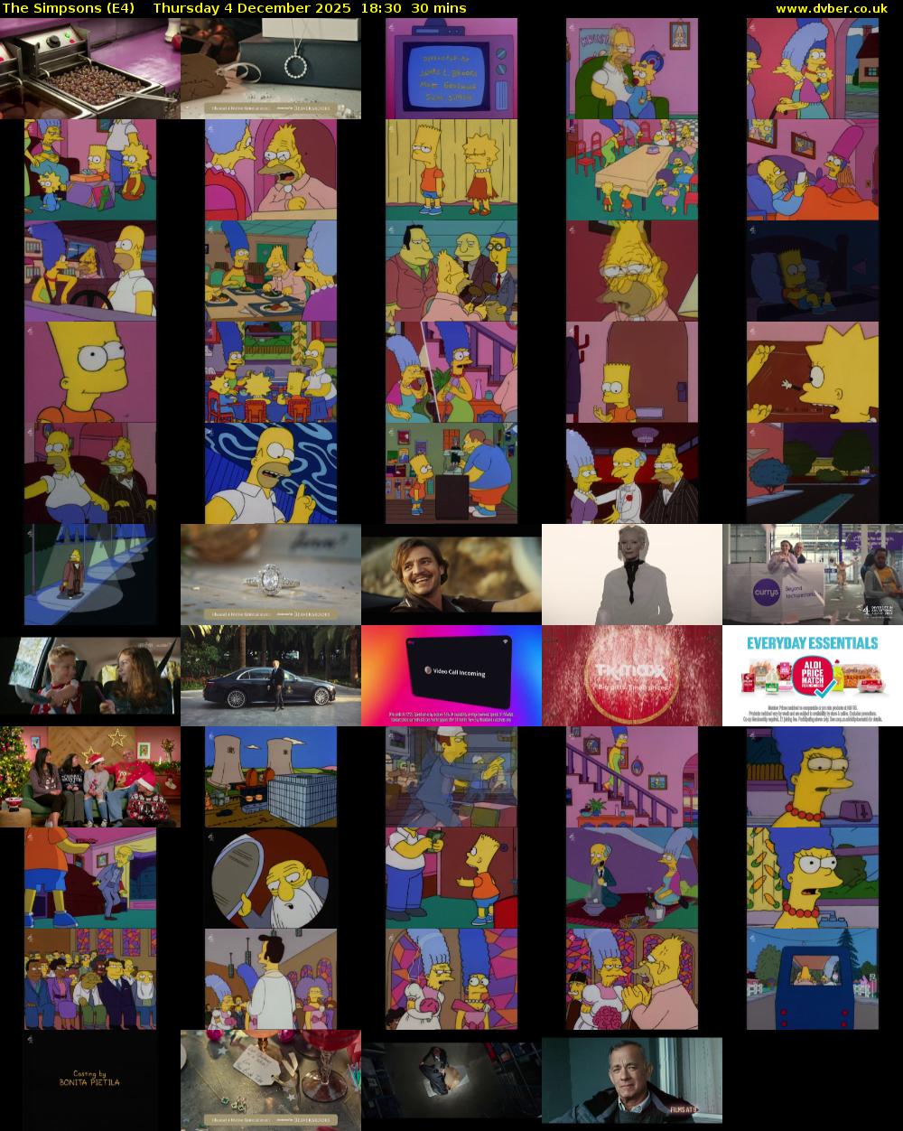 The Simpsons (E4) Thursday 4 December 2025 18:30 - 19:00